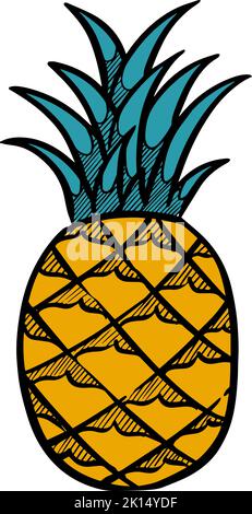 Farbe von Hand gezeichnete Ananas Stock Vektor