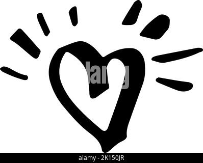 Handgezogenes Herz mit kleinem Flügel. Symbol der Liebe. Doodle-Stil Valentinstag Illustration. Vektor. Stock Vektor