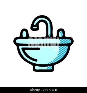 Waschbecken Symbol isoliert auf weißem Hintergrund aus der Hotelsammlung. Waschbecken Symbol trendy und moderne Waschbecken Symbol Waschbecken Symbol einfaches Zeichen. Waschbecken Symbol flach Vektor il Stockfoto