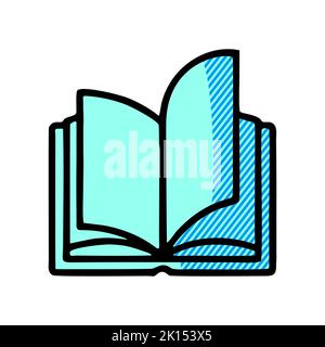 Offenes Buchsymbol isoliert auf weißem Hintergrund aus Büchern und Literatursammlungen. Offenes Buchsymbol trendy und modern offenes Buchsymbol für Logo, Web, App Stockfoto
