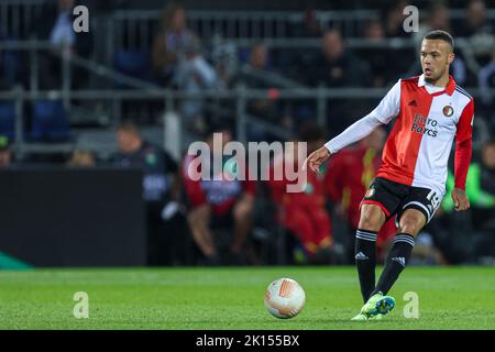 ROTTERDAM, NIEDERLANDE - 15. SEPTEMBER: Cole Bassett von Feyenoord während des UEFA Europa League-Spiels zwischen Feyenoord und SK Sturm Graz am 15. September 2022 in de Kuip in Rotterdam, Niederlande (Foto: Peter Lous/Orange Picts) Stockfoto