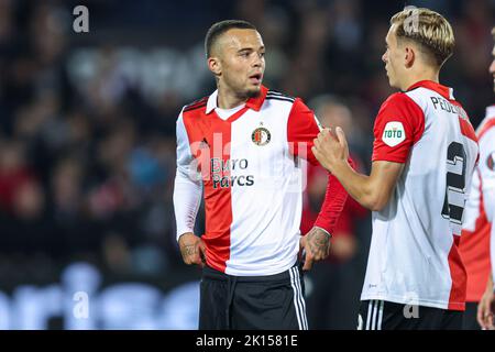 ROTTERDAM, NIEDERLANDE - 15. SEPTEMBER: Cole Bassett von Feyenoord während des UEFA Europa League-Spiels zwischen Feyenoord und SK Sturm Graz am 15. September 2022 in de Kuip in Rotterdam, Niederlande (Foto: Peter Lous/Orange Picts) Stockfoto