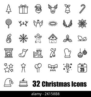 Weihnachts-Ikonen-Set. Vektorgrafiken. Stock Vektor