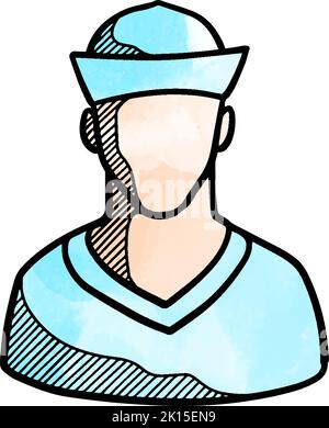 Seefahrer-Symbol im Aquarellstil, handgezeichnet Stock Vektor