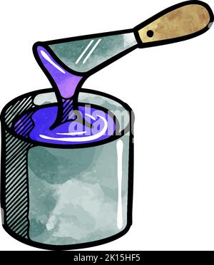 Aquarell Stil malen Eimer Symbol von Hand gezeichnet Stock Vektor