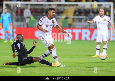 Tiraspol, Republik Moldau. 15. September 2022. Casemiro während des Spiels der UEFA Europa League Sheriff Tiraspol gegen Manchester United im Sheriff Sports Complex, Tiraspol, Republik Moldau, 15.. September 2022 (Foto von Stefan Constantin/Nachrichtenbilder) Credit: News Images LTD/Alamy Live News Stockfoto