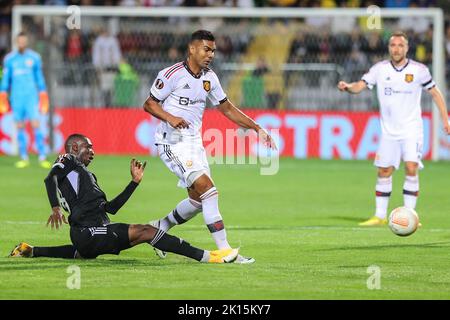 Tiraspol, Republik Moldau. 15. September 2022. Casemiro während des UEFA Europa League-Spiels Sheriff Tiraspol gegen Manchester United im Sheriff Sports Complex, Tiraspol, Republik Moldau, 15.. September 2022 (Foto von Stefan Constantin/News Images) in Tiraspol, Republik Moldau am 9/15/2022. (Foto von Stefan Constantin/News Images/Sipa USA) Quelle: SIPA USA/Alamy Live News Stockfoto