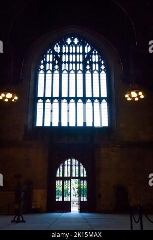 Westminster Hall mit Blick nach Norden in Richtung New Place Yard, Palace of Westminster, London, Großbritannien Stockfoto