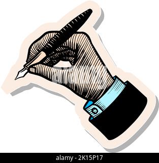 Handgezeichneter Handhalter in Vektorgrafik im Stickerstil Stock Vektor