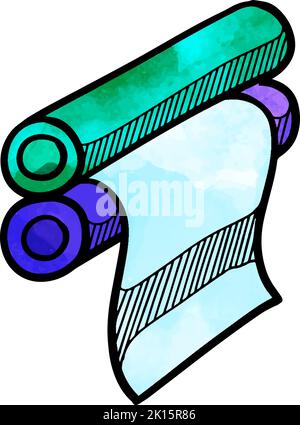 Aquarell-Stil Druckrolle Symbol in Doodle Skizze Stock Vektor