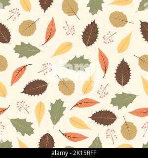 Elegantes, flitzenfreies Muster im Blümchenmuster. Wiederholen Sie die Textur der Herbstfärbung Blätter. Folieren Sie den Hintergrund für den Oberflächendruck Stock Vektor