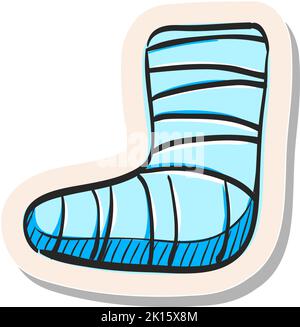 Handgezeichnetes Symbol für verletzten Fuß in Vektorgrafik im Stickerstil Stock Vektor