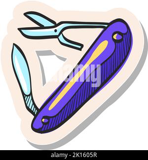 Handgezeichnetes Symbol für das Multi-Tool in Vektorgrafik im Stickerstil Stock Vektor