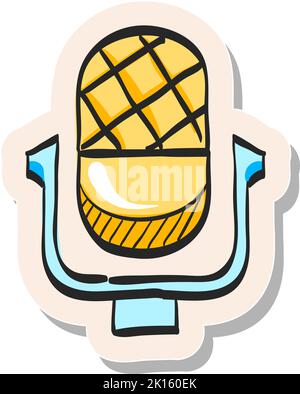Handgezeichnetes Mikrofon-Symbol in Vektorgrafik im Stickerstil Stock Vektor