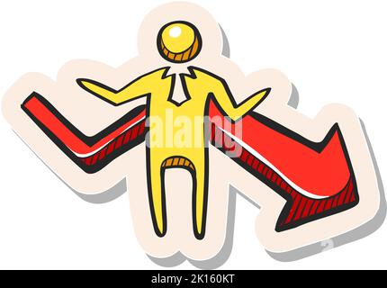 Handgezeichnetes Symbol für ein Businessman-Diagramm im Sticker-Stil als Vektorgrafik Stock Vektor