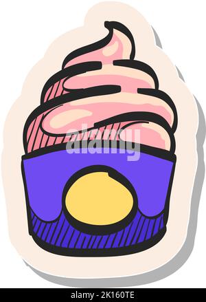 Handgezeichnetes Eis-Symbol in Sticker-Stil Vektorgrafik Stock Vektor