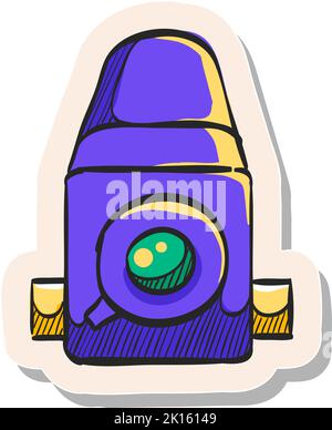 Handgezeichnetes Kamerasymbol in Vektorgrafik im Stickerstil Stock Vektor