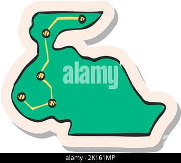 Handgezeichnetes Symbol für die Rally-Route in Vektorgrafik im Stickerstil Stock Vektor
