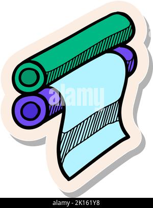 Handgezeichnetes Symbol für Druckrolle in Doodle-Skizze in Vektorgrafik im Stickerstil Stock Vektor