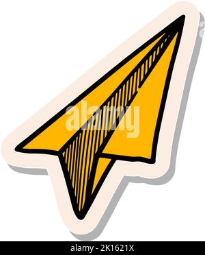 Handgezeichnetes Papierebenensymbol in Vektorgrafik im Stickerstil Stock Vektor