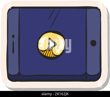 Handgezeichnetes Symbol für das Filmspiel in Vektorgrafik im Stickerstil Stock Vektor