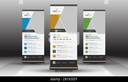 Moderne Corporate Roll-up Banner-Vorlage mit einer kreativen Idee Stock Vektor