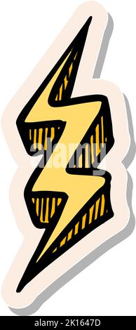 Handgezeichnetes Blitz-Donner-Symbol in Sticker-Stil Vektor-Illustration Stock Vektor