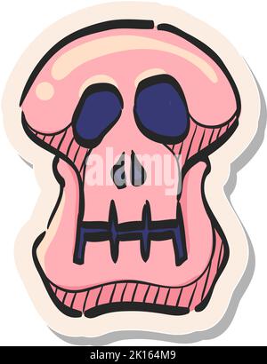 Handgezeichnetes Skelett-Symbol in Sticker-Stil Vektorgrafik Stock Vektor