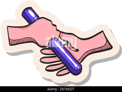 Handgezeichnetes Symbol für den Relaislauf in Vektorgrafik im Stickerstil Stock Vektor