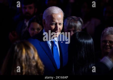 Washington DC, USA. 15. September 2022. US-Präsident Joe Biden spricht am 15. September 2022 auf dem United We Stand Summit im Ostsaal des Weißen Hauses in Washington, DC, USA. Quelle: SIPA US/Alamy Live News