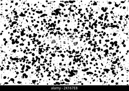 Schwarz und Weiß abstrakter Hintergrund aus Farbtropfen, Blots und Spritzern. Vektorgrafik Stock Vektor