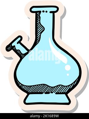 Handgezeichnetes Symbol für Drogenbong in Vektorgrafik im Stickerstil Stock Vektor