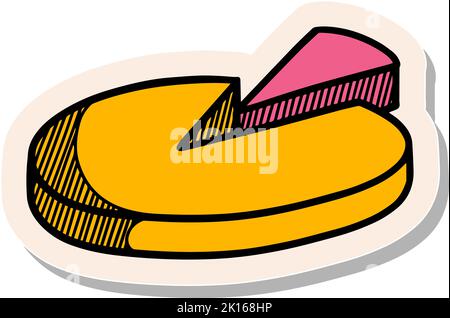 Handgezeichnetes Tortendiagramm-Symbol in Vektorgrafik im Stickerstil Stock Vektor