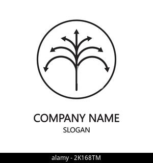 Kreatives Entwerfen des Baumlogos. Dekoriert Mit Bunten Pfeilen, Umgeben Von Kreis. Vektorgrafik. Stock Vektor