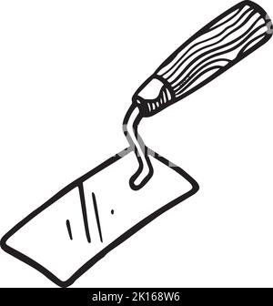 Kelle-Symbol. Handgezeichnete Vektorgrafik. Handwerkzeug aus Mauerwerk Stock Vektor