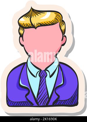 Handgezeichnetes Geschäftsmann-Symbol in Sticker-Stil Vektor-Illustration Stock Vektor