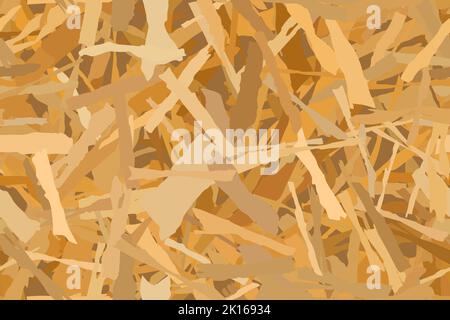 Nahtlose Textur von OSB-Platten aus Holzspäne. Sperrholz-Gebäudeplatten. Vektormuster. Orientierter Partikelhintergrund. Blatt aus Faserplatte mit Frag Stock Vektor