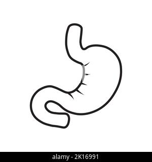 Vektordarstellung des Symbols für die Magenlinie. Schwarzes Umriss-Logo auf weißem Hintergrund. Stock Vektor