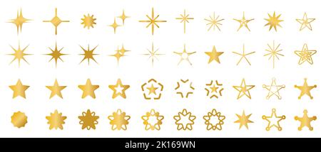 Set mit goldenen Sternen. Moderne einfache Sterne-Kollektion. Vektorgrafik Stock Vektor