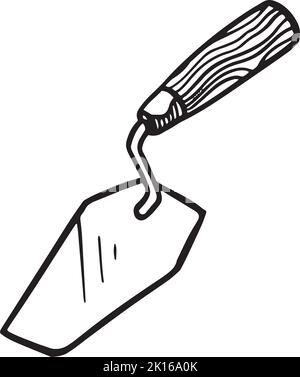 Kelle-Symbol. Handgezeichnete Vektorgrafik. Handwerkzeug aus Mauerwerk Stock Vektor