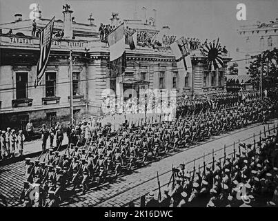 Sibirische Intervention 1918 - 1922. Westliche Mächte und Japan kommen nach Wladiwostok, September 1918 Stockfoto