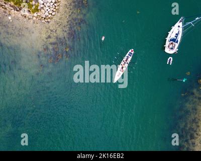 Drohnenaufnahme von Hayling Island Harbor Stockfoto