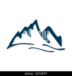 Berge. Vektor mit Berglogo. Symbolvektor für Berge. Bergsymbol. Logo „Mountains“. Vorlage für Mountain-Logo. Logo im „Mountains“-Design. Wappen der Berge Stockfoto