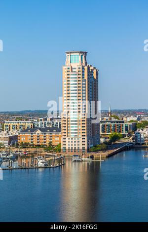 Harbourview Towers Luxus-Eigentumswohnung im Baltimore Inner Harbor, Baltimore, Maryland. Stockfoto
