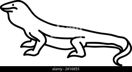 Symbol für das Reptilientier des Komodo-Drachens. Handgezeichnete Vektorgrafik. Bearbeitbare Linienführung Stock Vektor