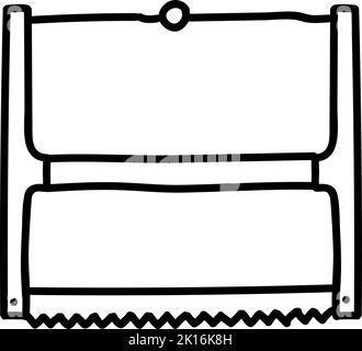 Vintage Quersäge Holz Buck Bogensäge. Handgezeichnete Vektorgrafik. Bearbeitbare Linienführung Stock Vektor