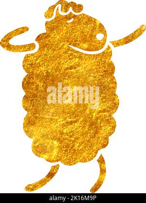 Handgezeichnete Goldfolie Textur tanzen Schafe Hand gezeichnet. Vektorgrafik. Stock Vektor