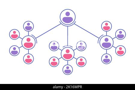 Organigramm der Unternehmens- oder Regierungshierarchie. Corporate Structure Flat Vector Illustration. Stock Vektor