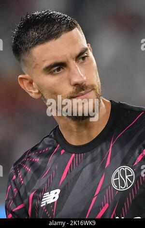 Rom, Latium. 15. September 2022. Lorenzo Pellegrini von AS Roma während des UEFA Europa League-Spiels AS Roma gegen HJK Helsinki im Olimpico-Stadion in Rom, Italien, 15.. September 2022. Fotografo01 Kredit: Unabhängige Fotoagentur/Alamy Live Nachrichten Stockfoto