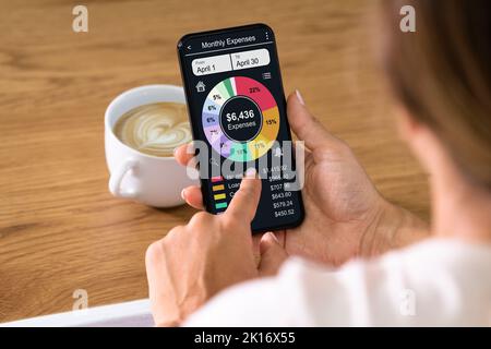 Money Tracker App Budget- Und Ausgabenplanung Stockfoto